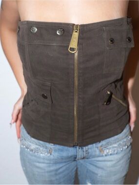 D&G Fall/Winter 2002 Utility Brown Zippered Corset